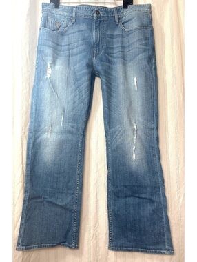 Guess Women’s Regular Boot Blue Distressed Denim Jeans 38 x30 #basic #y2k